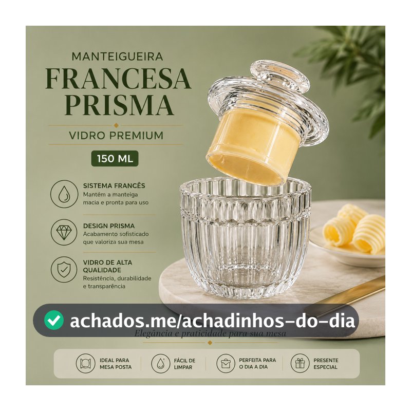 Manteigueira Francesa Premium De  Vidro Prisma Mesa Posta