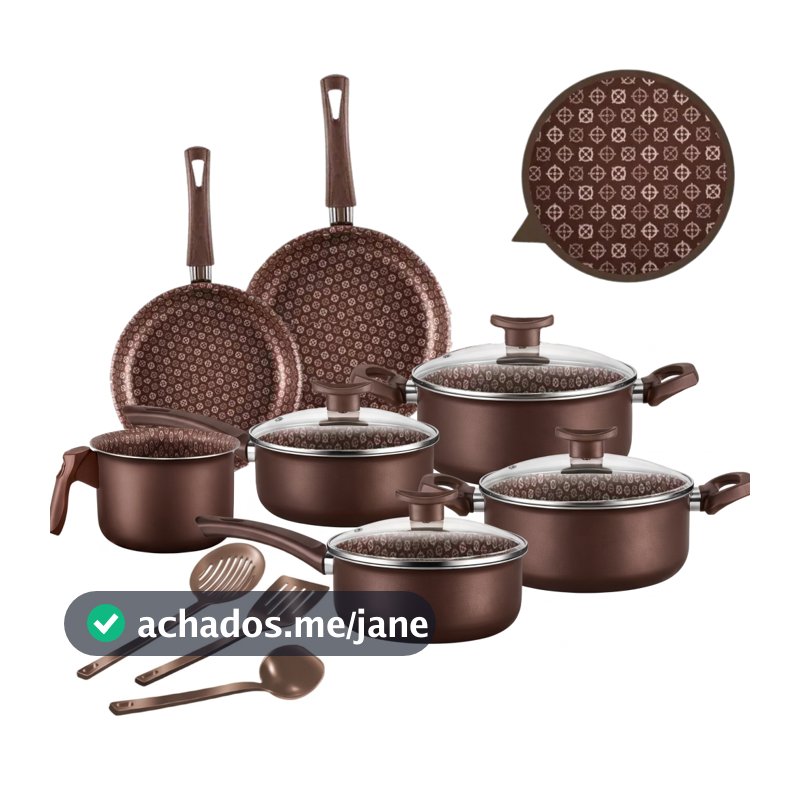 Jogo de Panelas 10 Peças Antiaderente Tampa De Vidro Conjunto Vanilla Bianco Teflon Durável - Cores
