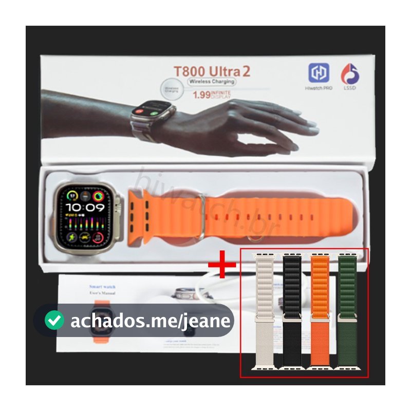 2024 Novo T800 Ultra 2 Series 9 Resposta Ao Gesto Smart Watch Carregador Sem Fio À Prova D'água SmartWatch Esportivo