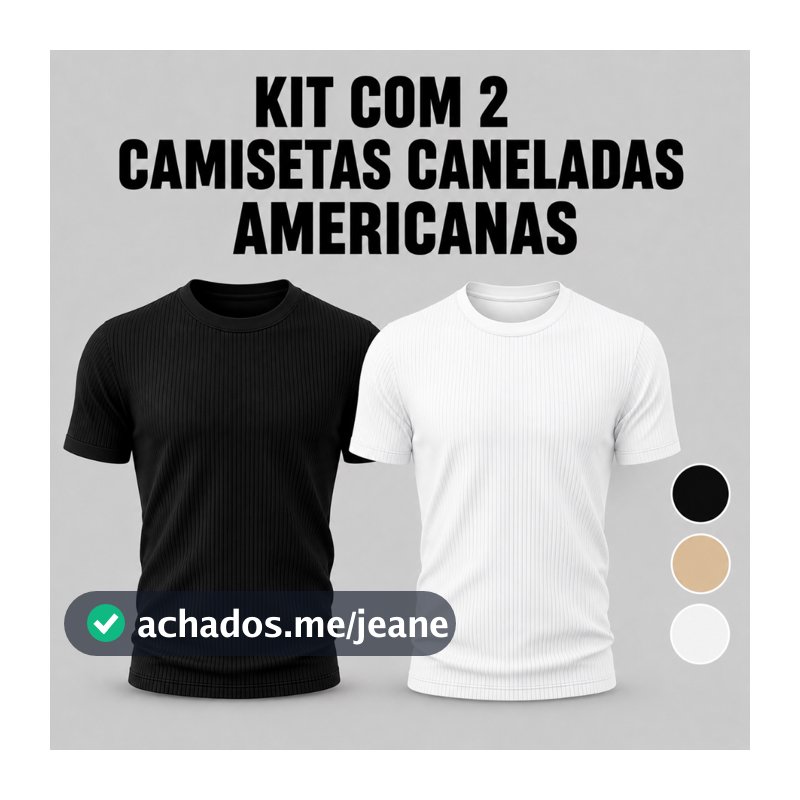 Kit 2 Camisetas Masculinas Caneladas Slim Fit Estilo Americana Ribana Justa ao Corpo