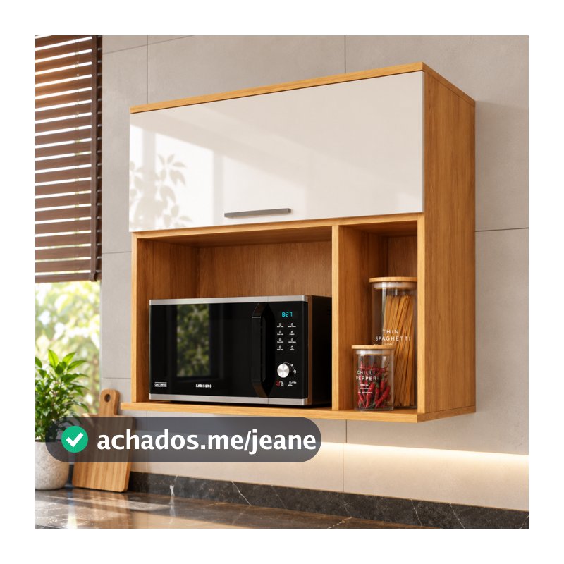 Suporte Para Microondas 32L Suspenso Com Nicho Organizador Luxo