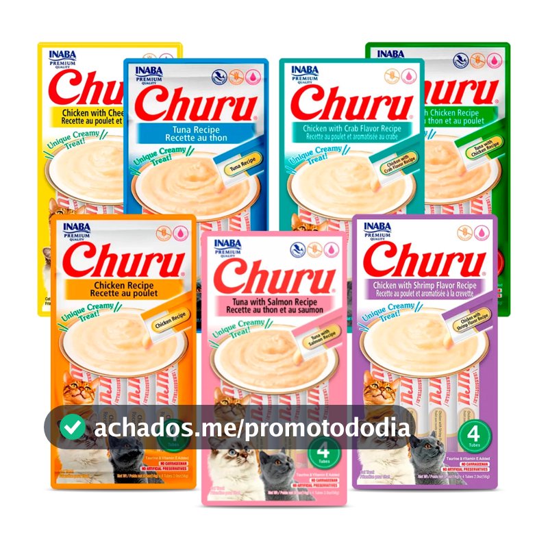 Petisco Para Gatos Churu 56g - Contém 4 Tubets De 14g Cada Unidade - Vários Sabores