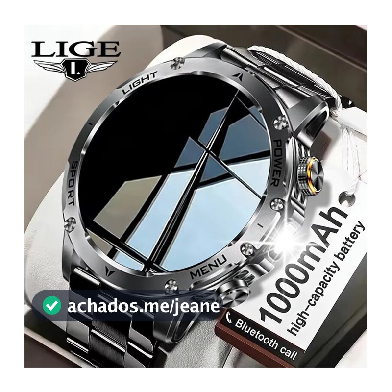 LIGE Multifuncional Relógio Inteligente Masculino 1000mAh Grande Capacidade Bateria Esporte