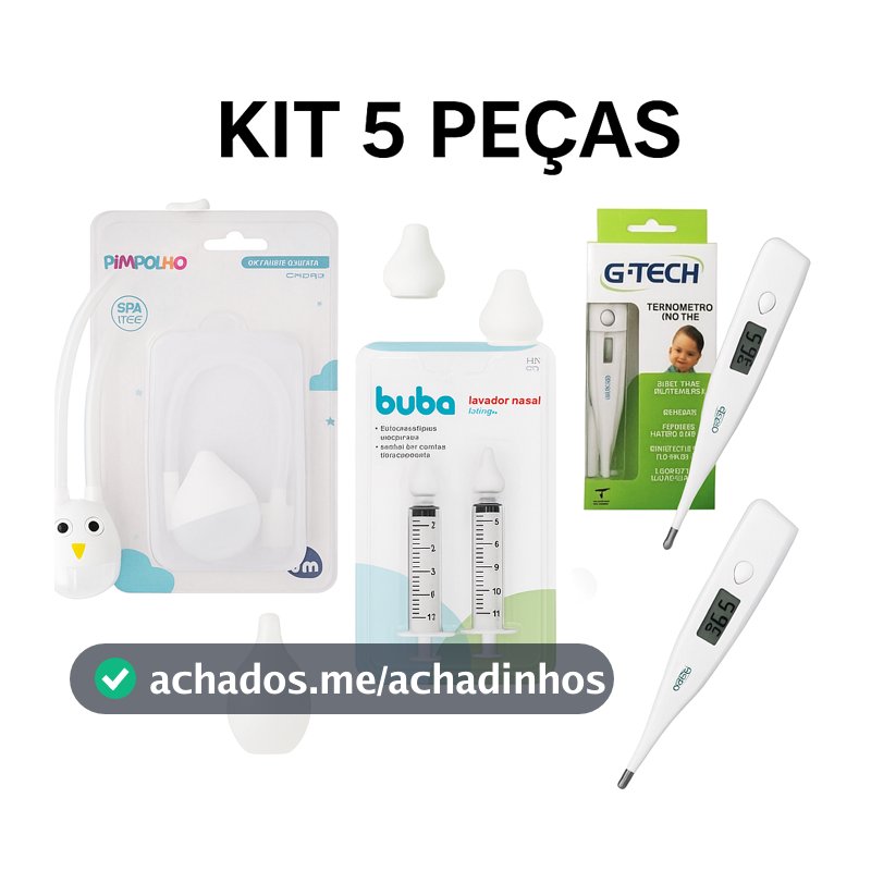 Kit Higiene Nasal Bebê |Termômetro Digital G-Tech + Aspirador + Lavador Nasal