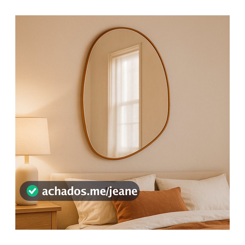 Espelho Orgânico 60x40cm com Suporte Decorativo Para Sala Quarto Banheiro