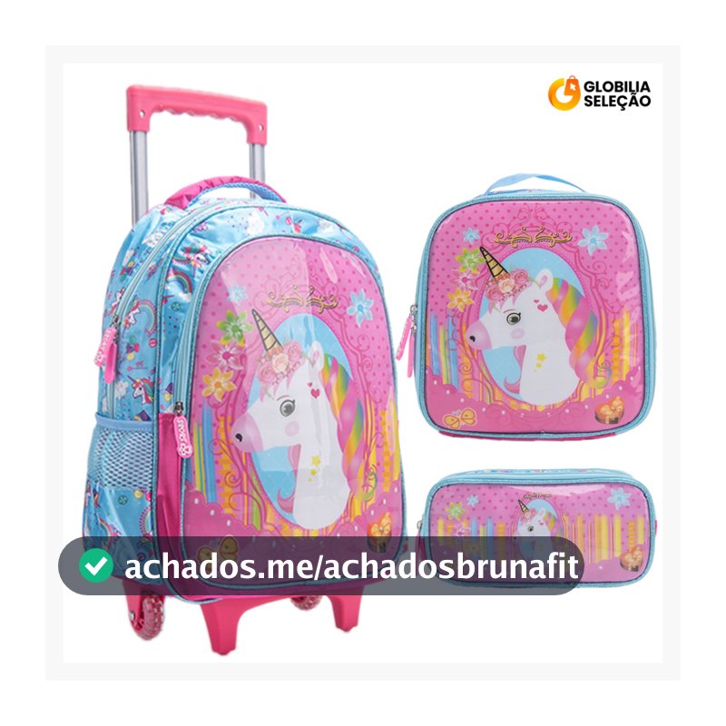 Mochila Escolar Infantil de Rodinhas Menina Menino Bolsa Resistente Impermeável Com Lancheira e Estojo KIT2024