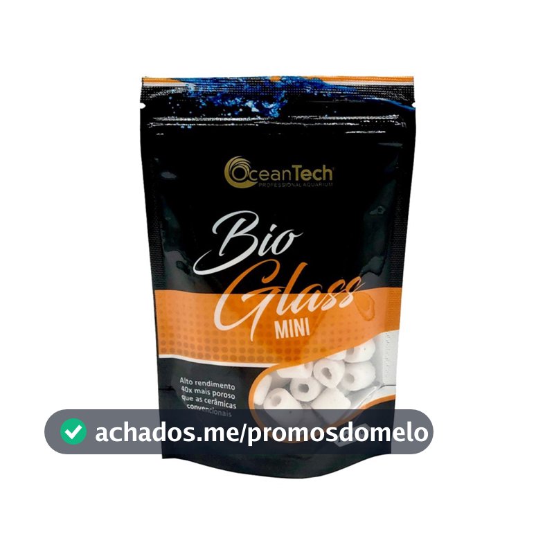 Mídia Biológica Porosa c/ Bolsa Bioglass Mini Ocean Tech 100ml(70gr.)/Trata até 60 litros P/Filtros