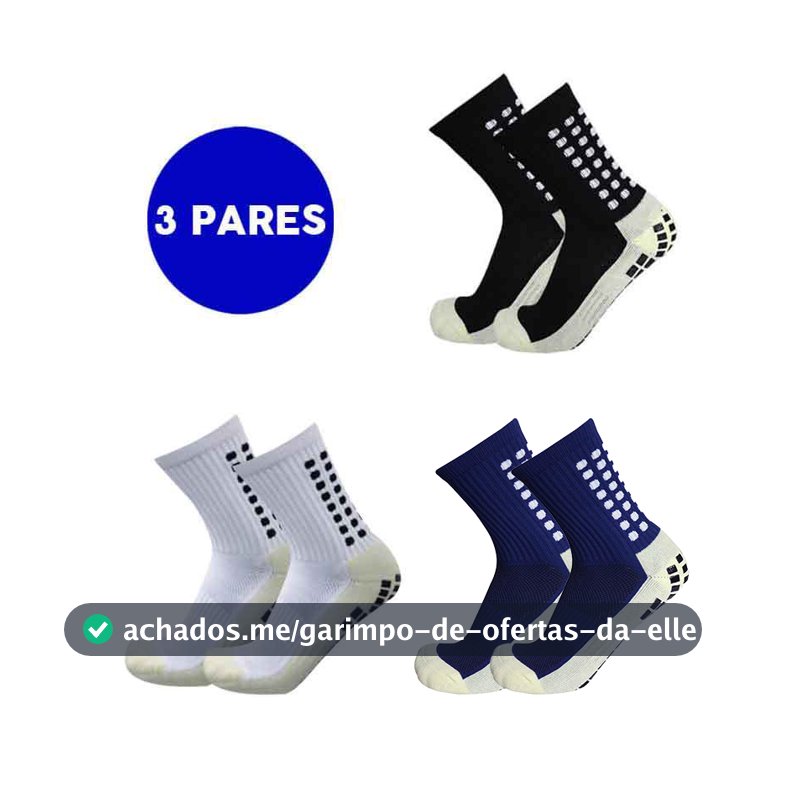 KIT 3 Meia Meias Esportivas Futebol Algodão Antiderrapantes De Alta Qualidade