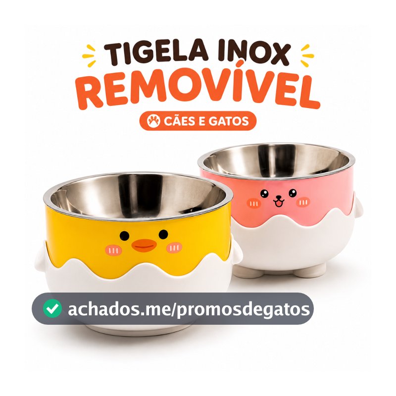 Comedouro Inox para Cães e Gatos com Tigela Removível Fácil de Limpar Design Fofo
