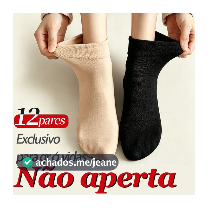 Kit 12 Meias de Inverno para Grávidas | Super Confortáveis | Tecido Elástico Anti-Inchaço | Aquecimento Instantâneo | Ca