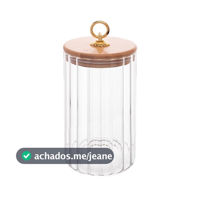 Pote Porta Mantimento Wolff Classic 800ml Vidro com Tampa de Bambu para Cozinha Organizar Alimentos e Dispensa