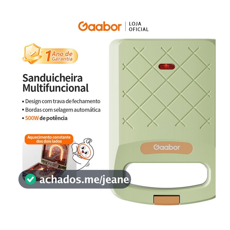 Gaabor Sanduicheira Automática Prensa Dupla Fechamento 6mm Sem Vazamento Rápida 3 Min EH-M02A