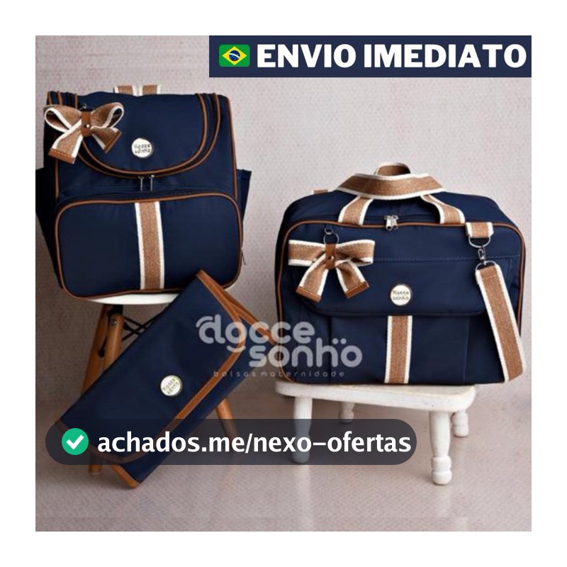 Kit bolsa maternidade 3 peças com mochila versátil p/ bebe, kit mala luxo com alta elegância(SONHO)