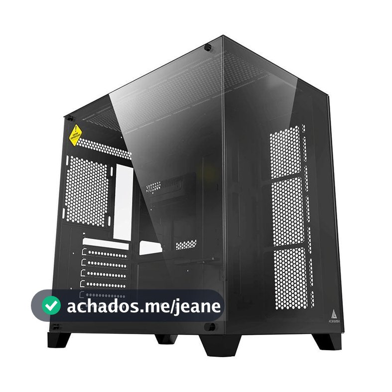 Gabinete Gamer Aquário Acegeek Mercury R425, Mid-Tower, Lateral de Vidro, Preto, AG-MERCURY-R425-BK