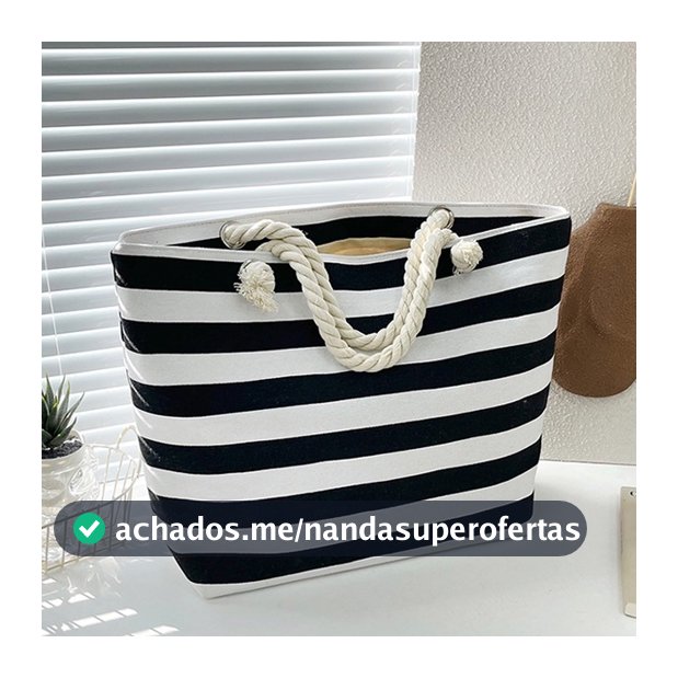 Bolsa de Praia Feminina Alça de Corda Elegante Grande e Resistente