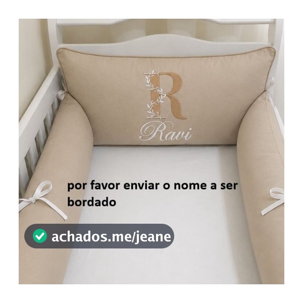 PROTETOR PARA BERÇO 3 PEÇAS - 1  CABECEIRA /2 LATERAIS CHEIAS-LISAS PERSONALIZADAS C NOME D SEU BEBÊ