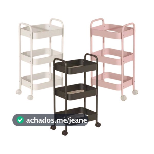 Carrinho Organizador De Aço Multiuso 3 Prateleiras Premium Rodízio 360º Cozinha Sala Banheiro Livros Decoração Moderna