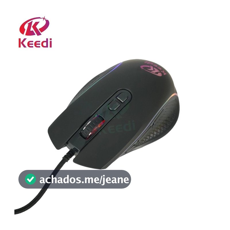 Mouse Gamer Ergonômico RGB Até 7200dpi Com fio 1.5M Keedi MOU903