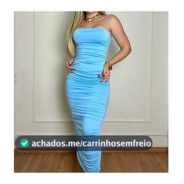 vestido feminino midi drapeado nas laterais e tomara que caia(GIOVANNA)
