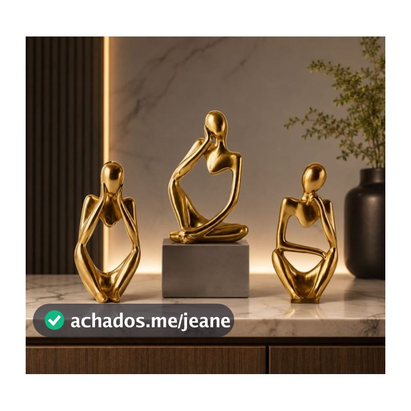 Kit com 3 estatuas pensador, decoração sala luxo