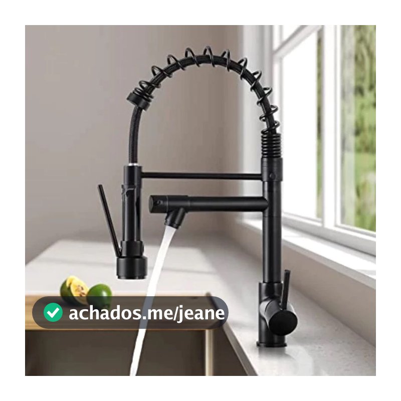 Torneira Cozinha Gourmet Monocomando Com Spray Extensor-Preto