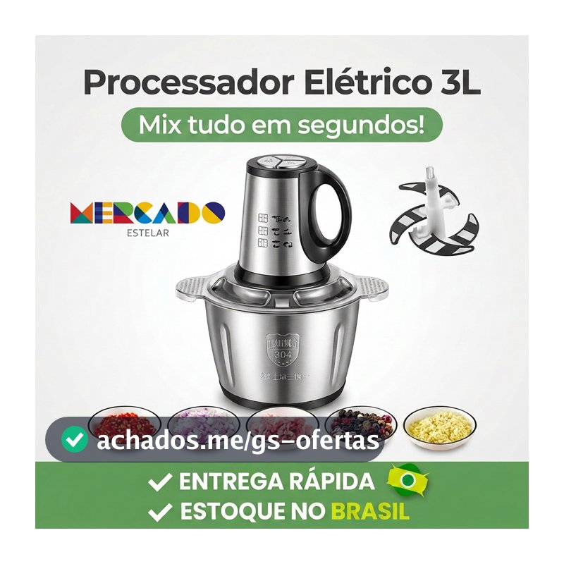 3L Picador De Alimentos Moedor De Carne Mixer Elétrica Processador Cozinha Casa Alho - 110v-220v