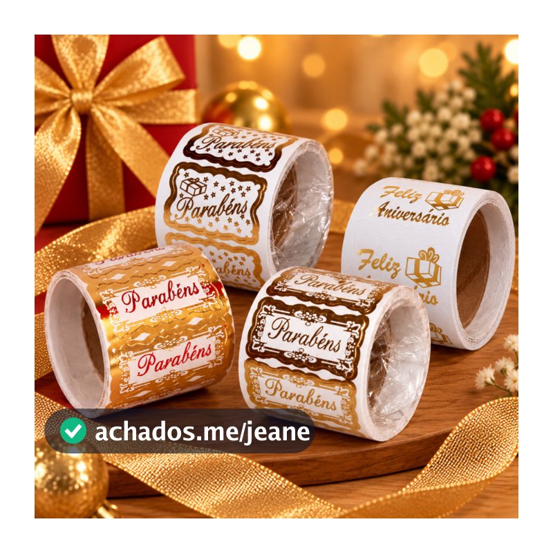 Rolo com 100 Etiquetas Para Presente Tema Feliz Aniversário