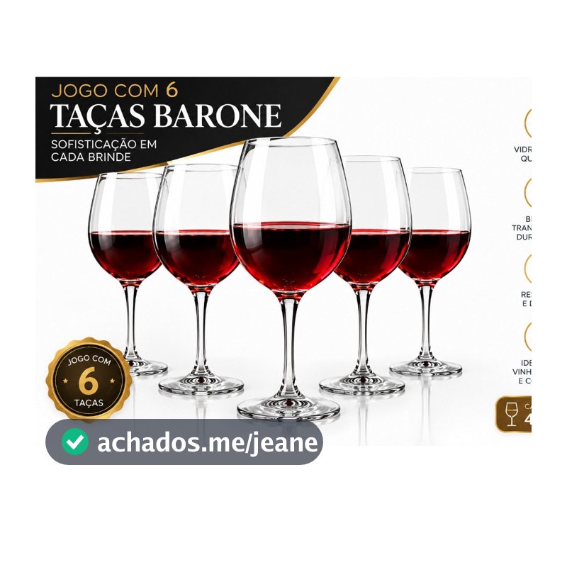 Jogo de Taças 6 unidades barone 490ml