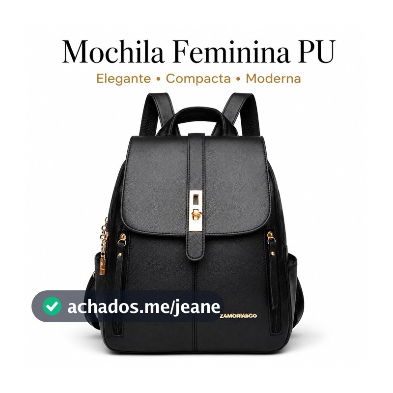Mochila feminina em couro PU alta qualidade com alça de ombro. Resistente para Viagem Trabalho