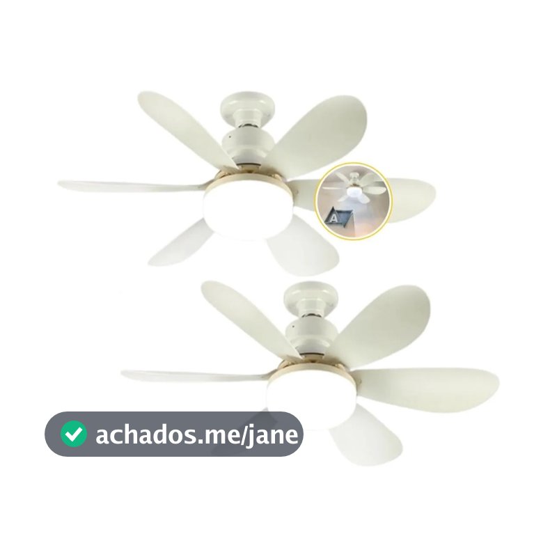 Kit 2 Ventiladores de teto Com Luz 3 em 1 com Controle Remoto Bivolt LED 110V-220V