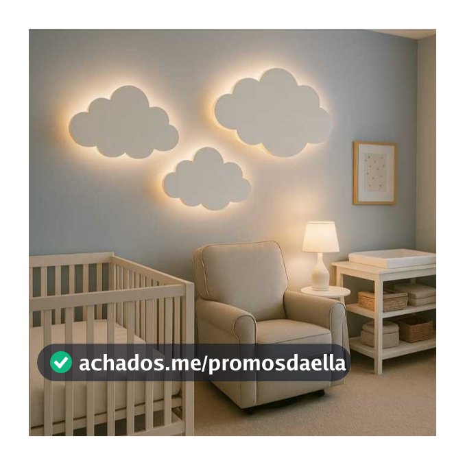 Kit 3 Luminária Nuvem Em MDF 15mm  Led Branca Quente ou Fria 3 Peças Pronta Entrega