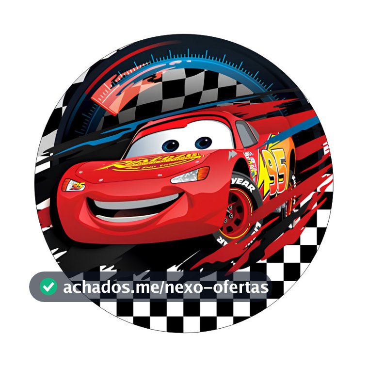 Capa para Painel Redondo Carros McQueen 50x50cm Tecido Sublimado Festa Infantil Aniversário Decoração Premium