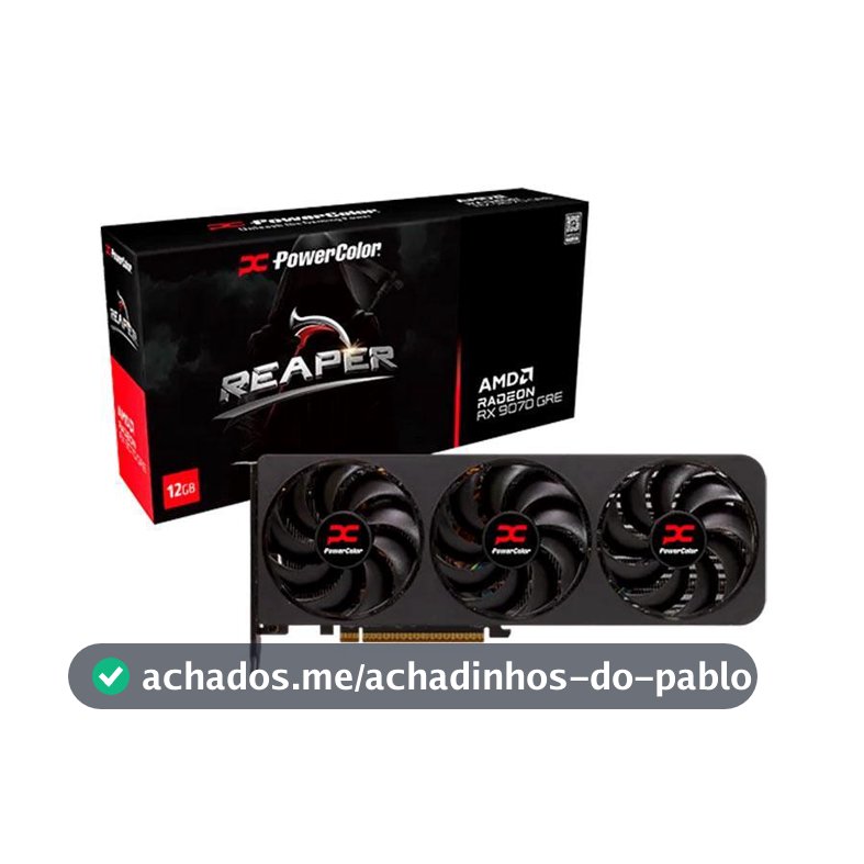 Placa de Video PowerColor Radeon RX 9070 GRE Reaper, 12GB, GDDR6, 192-bit, RX9070GRE-12G-A