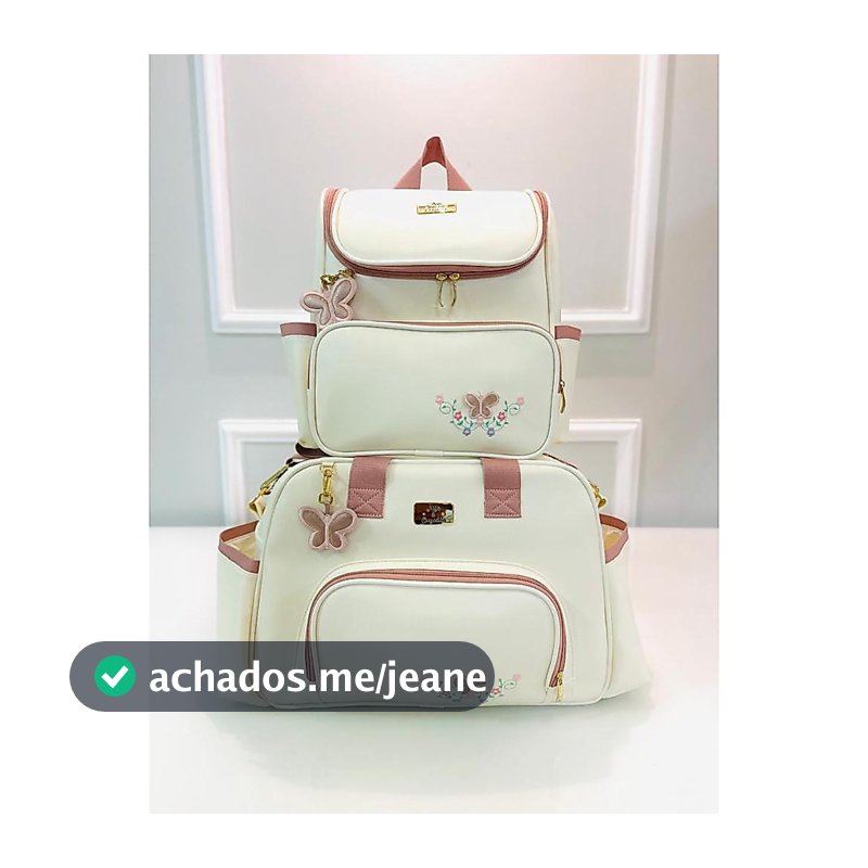 Kit Bolsa Maternidade Mochila de bebe Elen Borboleta Creme Arte e Companhia