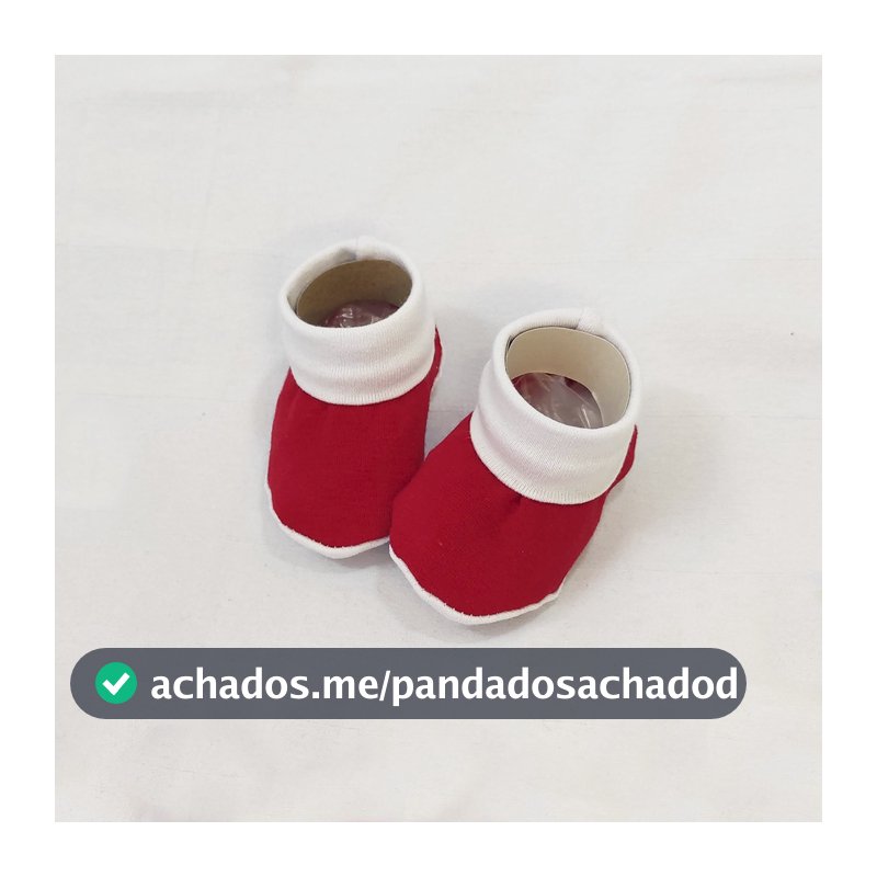 VERMELHO E BRANCO LISO Sapatinho Pantufa para Recém Nascido Bebê 100% Algodão Antialérgico e Macio