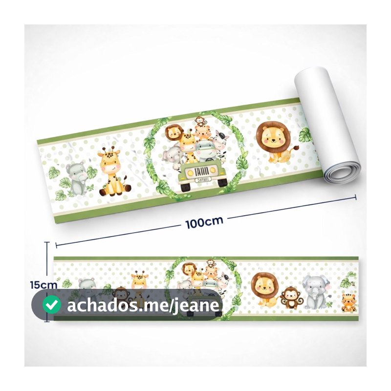 Faixa Decorativa Safari Animais Adesivo Parede Para Quarto Bebê Zoo Infantil