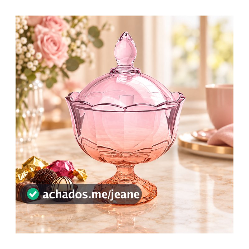Potiche Bomboniere de Vidro Decorativo com Tampa Peach Rosa 17cm Hauskraft Multicores