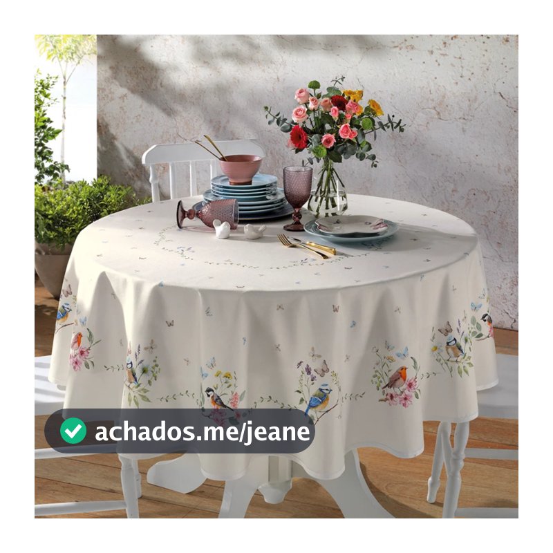 Toalha De Mesa Redonda 8 Lugares 1,80m Clean Jardim Dohler