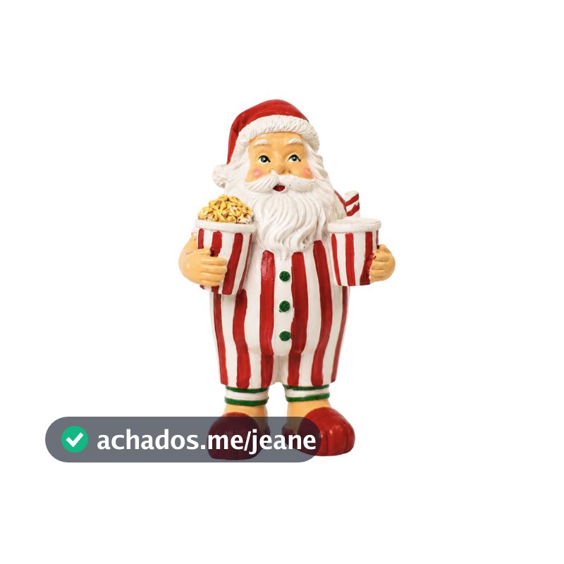 Boneco Papai Noel Pijama Natalino Em Poliresina - 15cm