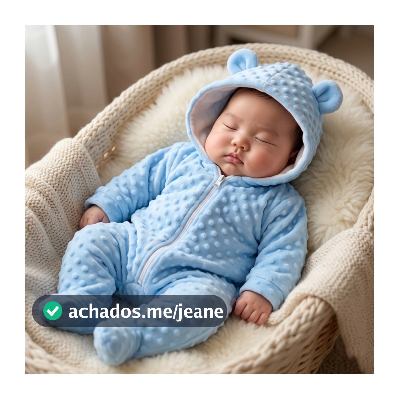 Macacão Urso Bebê Pipoquinha Pelúcia Com Zíper E Capuz Soft Fleece Quentinho Para Inverno