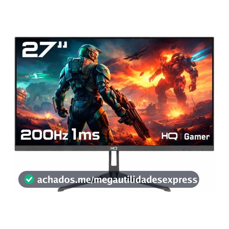 Monitor Gamer HQ Ultra, 27 Pol, IPS, Full HD, 1ms, 200Hz, HDMI/DisplayPort/P2, Preto, HQ27IP200