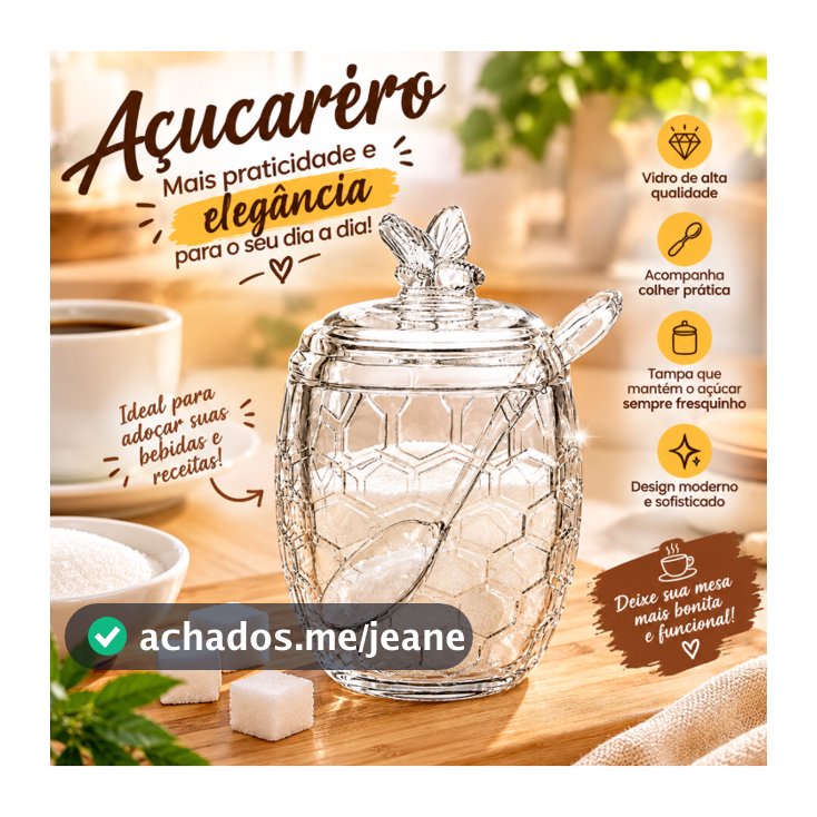 Açucareiro Vidro Com Colher 230ml