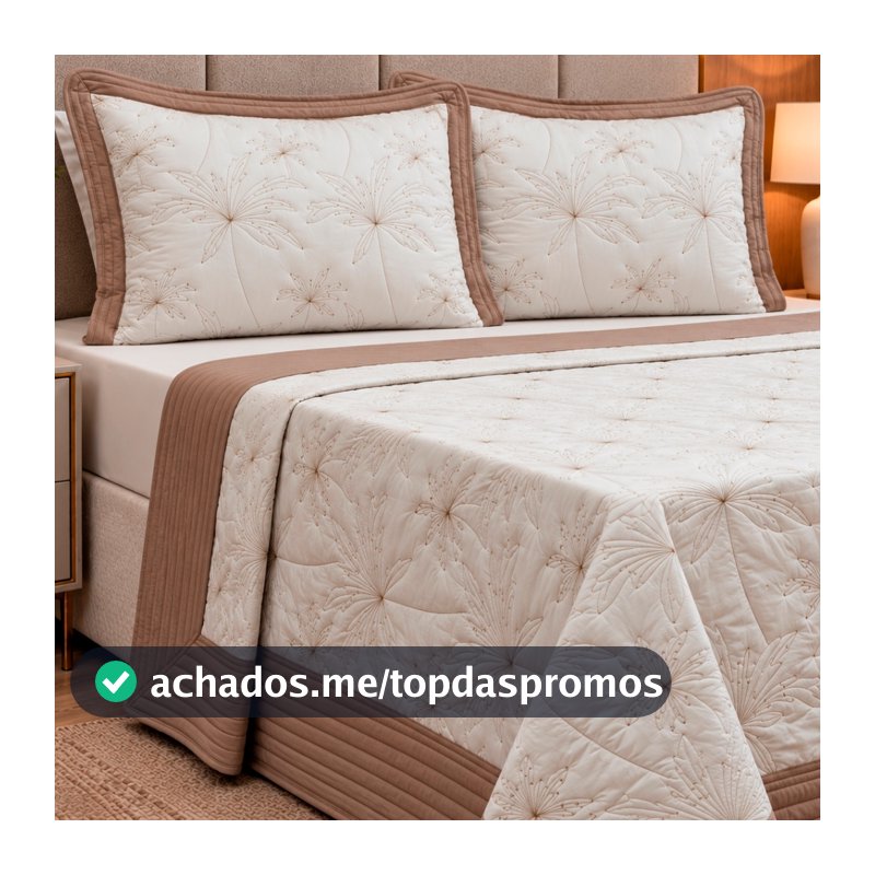 Kit Cobre Leito Casal Matelassê em Relevo C/ Barrado Canelado Egeu 03 Peças