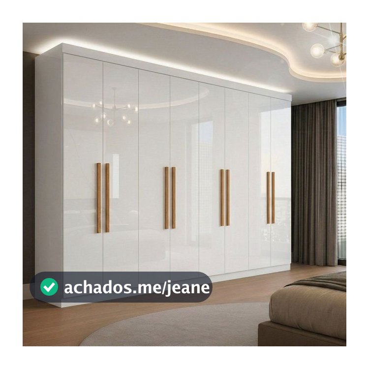 Guarda Roupa Casal 8 Portas 4 Gavetas Paris Espresso Móveis Branco Branco