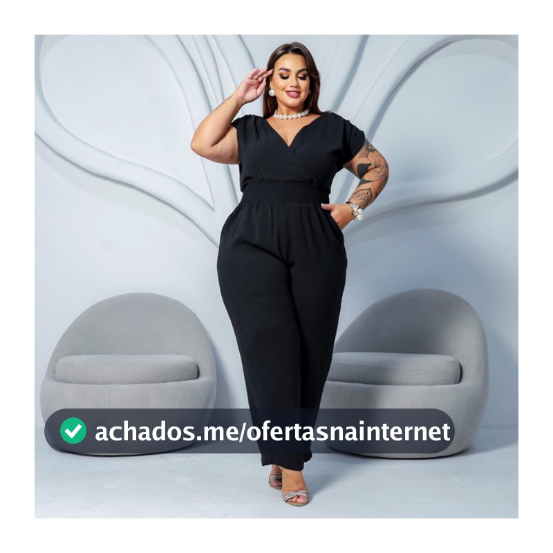 Macacão Longo Plus Size Transpassado Elastex Grande Valoriza as Curvas Elegante Casual Lia Rosa