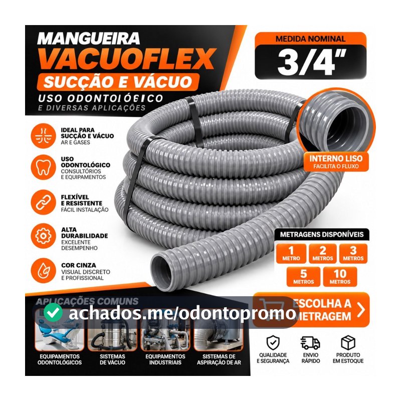 Mangueira Vacuoflex Sucção Odontológica Vácuo Ar Cinza 3/4 – Escolha a Metragem