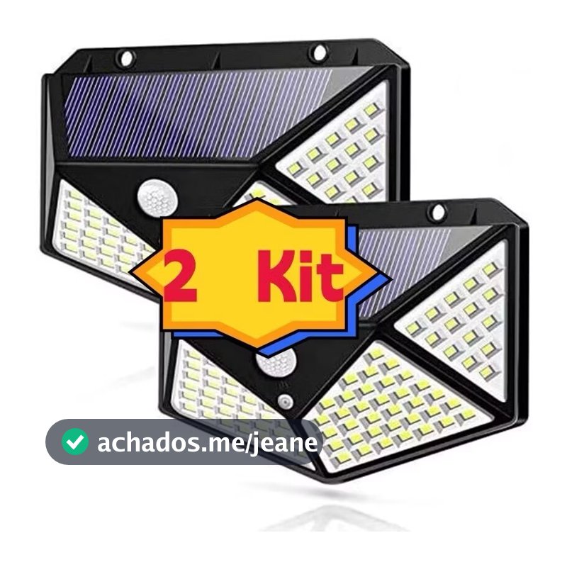 1/2/3/4 Refletor Solar de Parede 100 LED - Luminária Impermeável com Sensor para Área Externa e Jardim