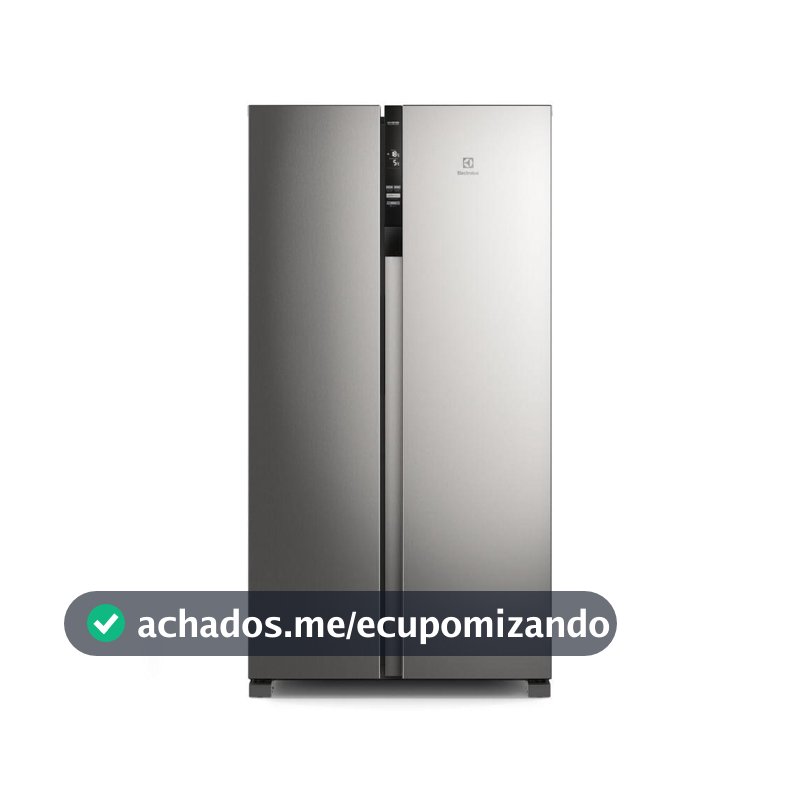 Geladeira Electrolux Frost Free Inverter 440L Efficient com AutoSense Side by Side cor Inox Look (IS4S)