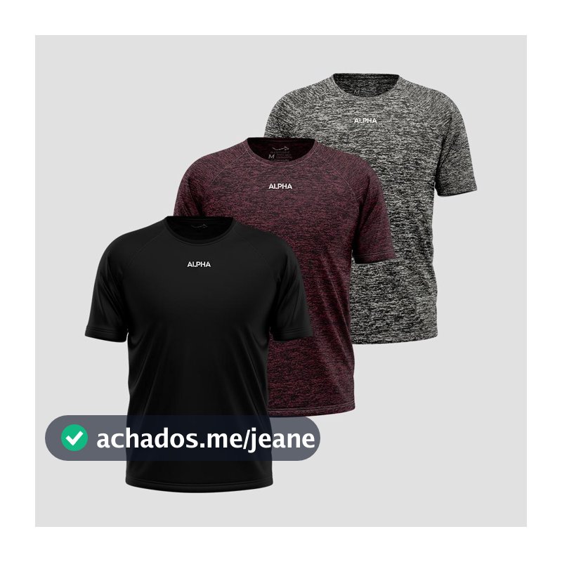 Kit 3 Camisetas Dry Alpha Co Masculina