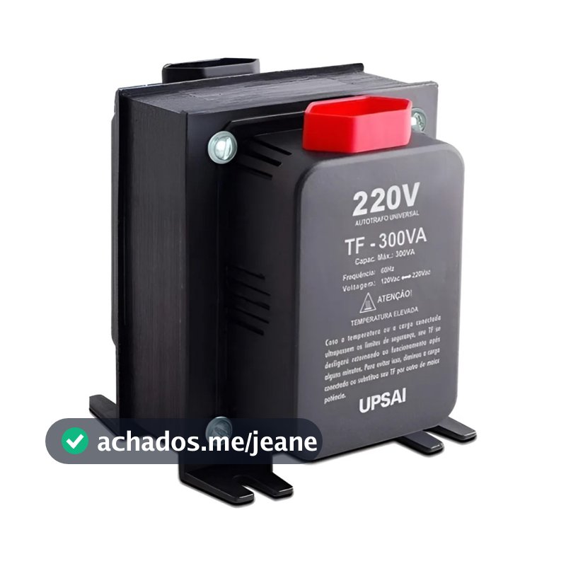 Auto Transformador De Voltagem Upsai TF300 300VA Conversor 110V Para 220V Ou 220V Para 110V Bivolt